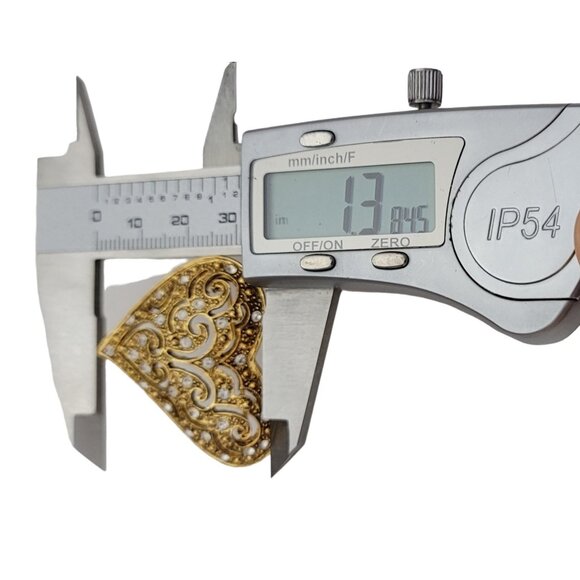 1928 Brand Clear Rhinestone Heart Pin Brooch K119 - Picture 7 of 9